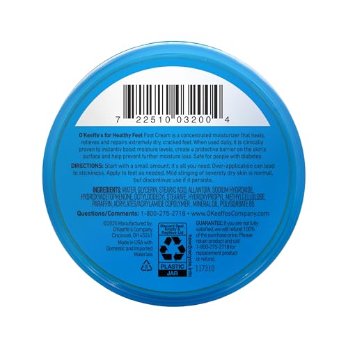 O'Keeffe's Healthy Feet Foot Cream, 3.2 oz Jar, 1-Pack For Extreme Dryness