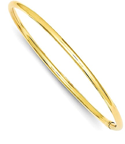 IceCarats 14K Yellow Gold Round Slip On Bangle Bracelet, 8.25 inch