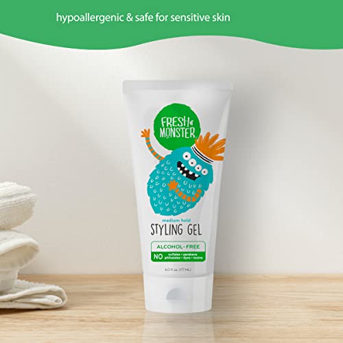 Fresh Monster Kids Hair Styling Gel, Medium Hold, Alcohol-Free, 6 oz