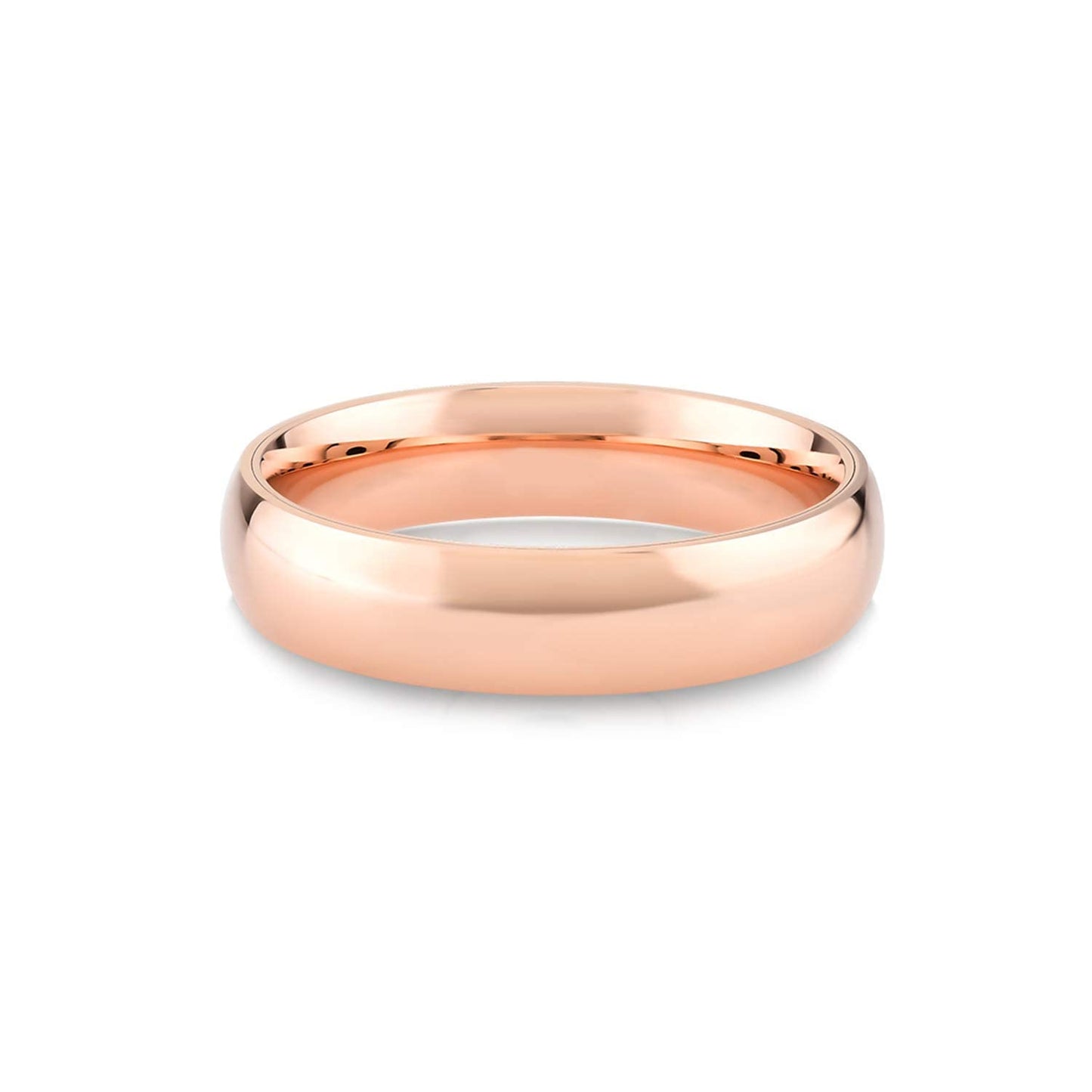 14k 18k Gold 5 MM Wedding Ring, Classic 5mm Dome Ring, Plain Gold Thick Band Ring, His Her Matching Curve Dome Wedding Bands, Custom Inside Engrave Name Date, Comfort Fit Wedding Bands for Men Women