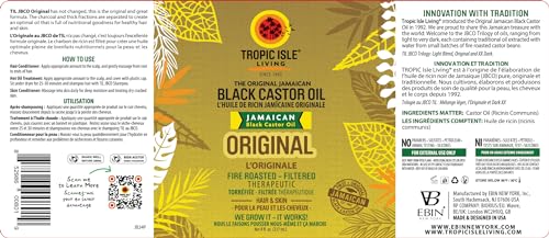 Tropic Isle Living Jamaican Black Castor Oil 8 fl oz – Strengthening & Nourishing Oil | With Vitamin E & Omega Fatty Acids | For Hair, Skin, Eyebrows & Eyelashes