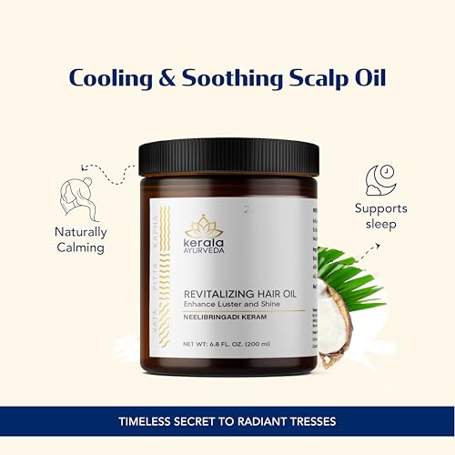Kerala Ayurveda Neelibhringadi Keram Hair Growth Oil for Dry Scalp, Curly Or Damaged Hair (6.8 fl Oz) | Coconut Oil For Hair Growth & Strengthening Roots | Ayurvedic Serum with Triple Milk Formula