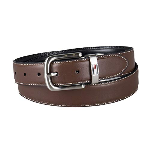 Tommy Hilfiger Men's Leather Reversible Belt (Pack of 1),Brown/black,34