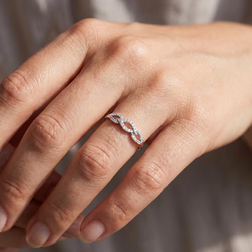 P3 POMPEII3 Pompeii 1/10ct Petite Diamond Infinity Ring 10K White Gold - Size 6