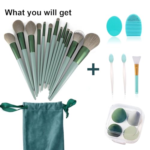 Koccido Makeup Brushes 22 Pcs Makeup Kit,Foundation Brush Eyeshadow Brush Make up Brushes Set (Green, 22 Piece Set)
