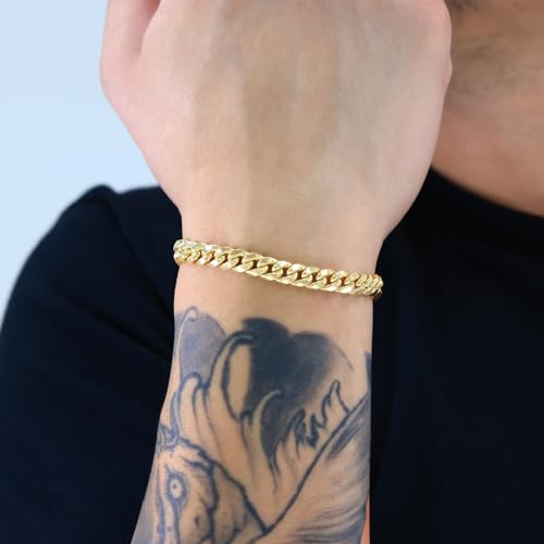 Nuragold 14k Yellow Gold 6.5mm Miami Cuban Link Chain Bracelet, Mens Womens Jewelry Box Clasp 7" 7.5" 8" 8.5" 9"