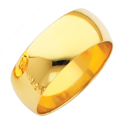 14k Yellow Gold 8mm Plain Wedding Band - Size 9.5