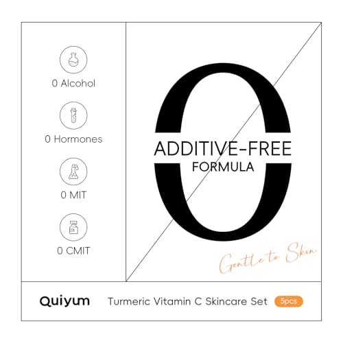 QUIYUM Turmeric Vit-C Skin Care Set, 7PCS Facial Skincare Routine for Women