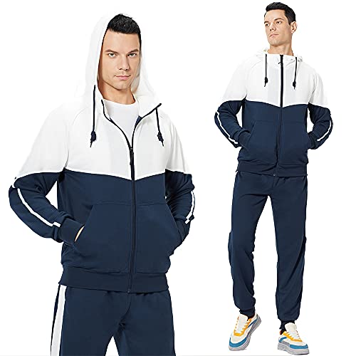 MANTORS Men's Activewear Full Zip Warm Tracksuit Sports Set Casual Sweat Suit TZ95 Blue M