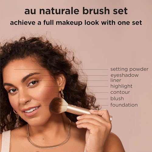 Real Techniques Au Naturale 9 Piece Makeup Brush Set, For Liquid, Cream, & Powder Foundation, Eyeshadow, Blush, & Contour, Premium Quality Face Brushes, Gift Set, Cruelty-Free