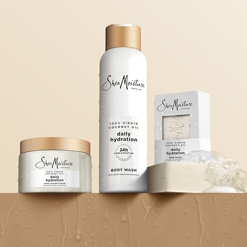 Shea Moisture Bar Soap, Daily Hydration 12-Pack – 24H Moisturizing Body Soap for Dry Skin with 100% Virgin Coconut Oil, 8 Oz Ea