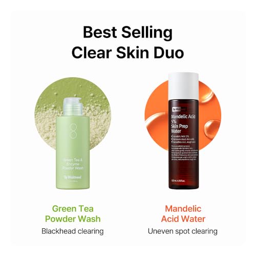 BY WISHTREND Green Tea Powder Wash - Korean Face Cleanser for Pore & Blackhead Care, Boseong Green Tea & Papain Enzyme, 0.00 Irritation for Sensitive Skin, 3.88 Oz
