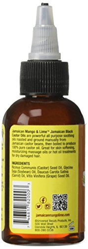 Jamaican Mango & Lime Black Castor Oil Original – Strength & Shine – Lightweight Hair & Scalp Oil for Locs, Braids, Twists & Natural Hair – (2 fl oz, Pack of 1)