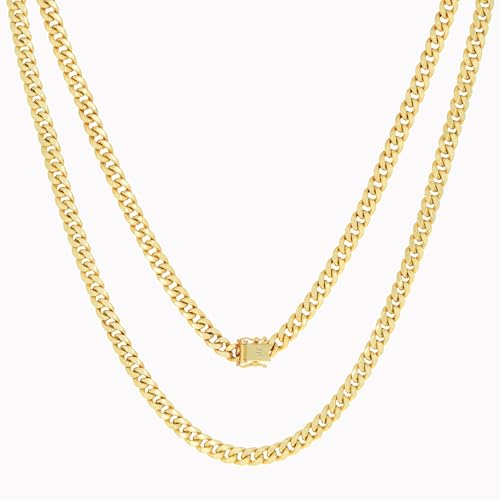 Nuragold 14k Real Yellow Gold Miami Cuban Lightweight Link 5.7mm Chain Necklace (16"-30") Italian Jewelry for Men & Women - 26"