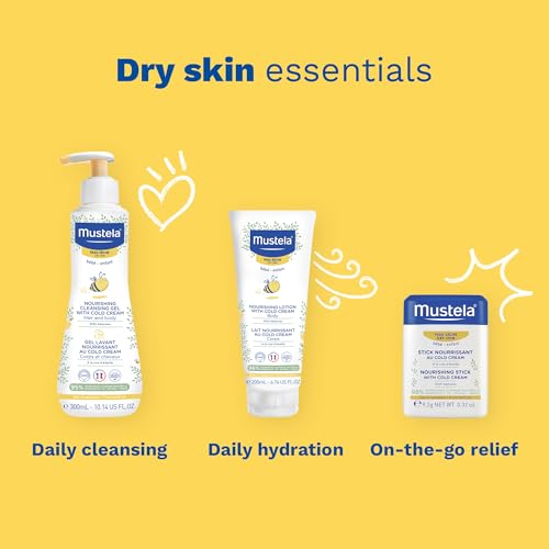 Mustela Baby Nourishing Stick - Lip & Face Moisturizer for Dry Skin - with Natural Avocado, Cold Cream & Beeswax - 0.32 oz.