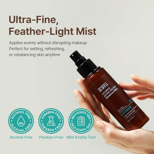 ACWELL Licorice pH Balancing Essence Hydrating Face Mist – Ultra-Fine Facial Spray, Triple Hyaluronic Acid & Panthenol, Soothing & Barrier Repair for Sensitive Skin, 3.38 fl oz