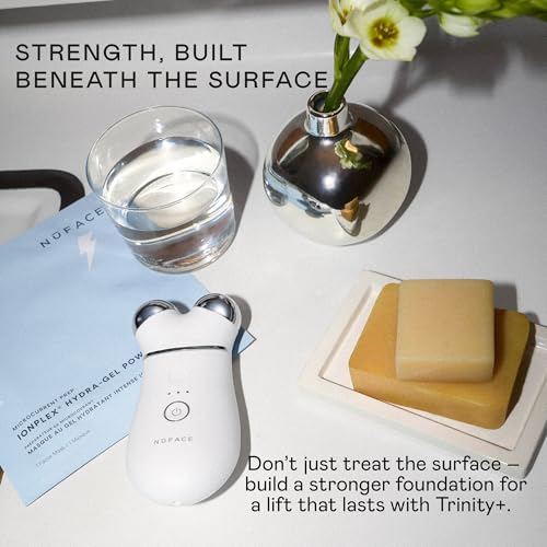 NUFACE Trinity+ Facial Massager - Face Firming & Toning Device for Lines & Wrinkles Treatment - FDA-Cleared Wrinkle Reducer + Lip & Eye Attachment + Aqua Gel Activator - 3 Frequency Microcurrent