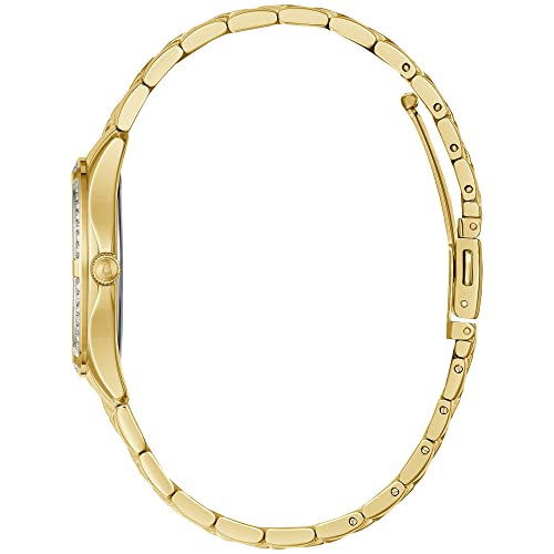 Bulova Ladies' Crystal Gold Tone Stainless Steel 3-Hand Quartz Watch, White Mother-of-Pearl Dial Style: 98L256