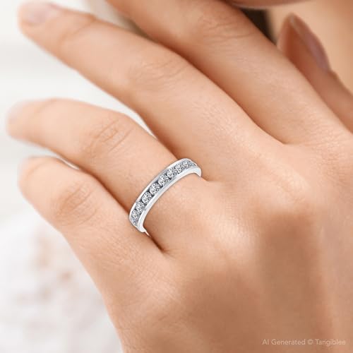 Pompeii 1ct Diamond Wedding Ring 14K White Gold - Size 8.5