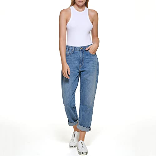 DKNY Women's Slim Straight Crop Jeans, LT WASH Denim, 29