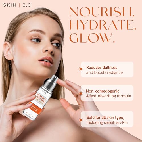 Skin 2.0 Vitamin C & Collagen Serum & Day Cream Set - Anti-Aging, Dark Spot Remover & Brightening - Dermatologist Tested Korean Skincare - Clean Beauty, Cruelty-Free, All Skin Types - 1.69 Fl. oz