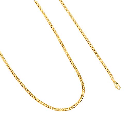 Nuragold 10k Real Yellow Gold Miami Cuban Link 3mm Chain Italian Necklace - 20"