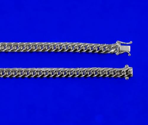 14K White Gold Miami Cuban Necklace Bracelet Chain Link Real Men Women Jewelry 14.7g | 5mm | 20 Inches | MADE IN ITALY