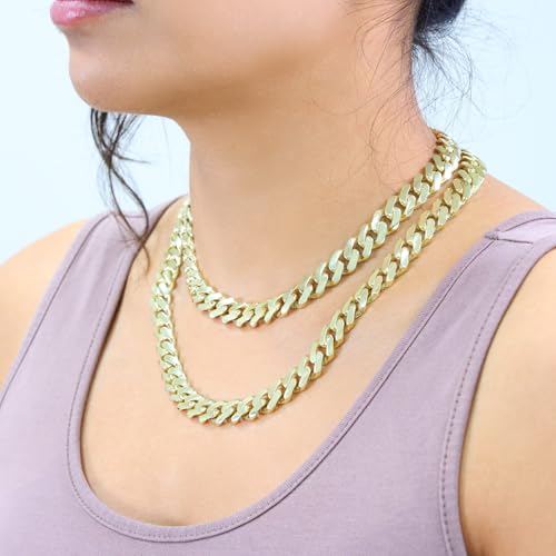 Nuragold 10k Real Yellow Gold Monaco 11mm Miami Cuban Chain Mens Necklace - 24"