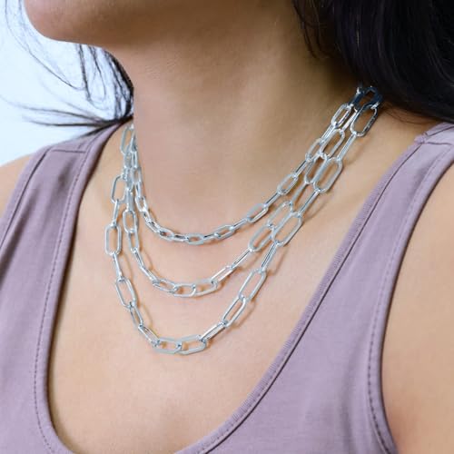 Nuragold 14K Real White Gold Paperclip Chain Elongated Cable Link Necklace 16"-24" (2mm-7mm) Italian Jewelry for Men & Women - 2mm,24"