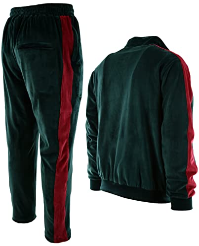 Mens Velour Set with Zippered Pockets and Velour Lining (210-Green, 3X-Large)