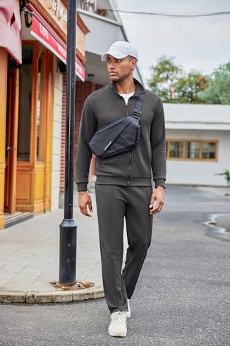 COOFANDY Mens Tracksuits 2 Piece Set Casual Jacquard Sweatsuits Relaxed Fit Athletic Suits Spring Cozy Loungewear