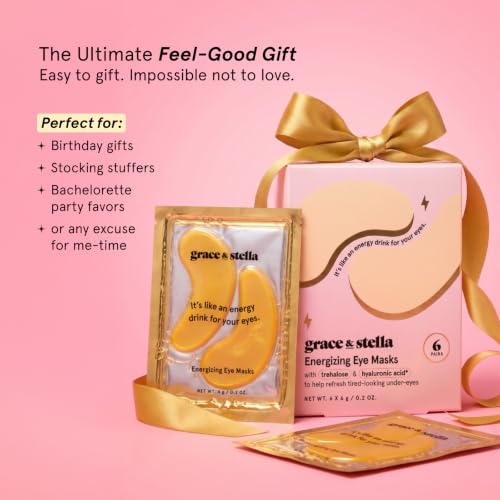 grace & stella Award Winning Under Eye Mask - Birthday Gifts for Women - Gel Eye Patches for Dark Circles, Puffy Eyes, Wrinkles, Undereye Bags - Gifts for Teen Girls - Vegan (48 Pairs, Gold)