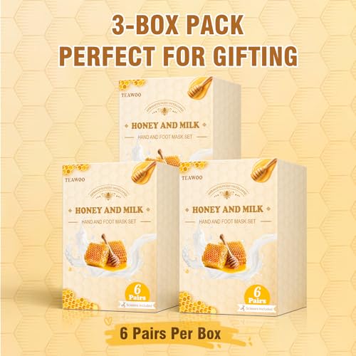 TEAWOO 18 Pairs Moisturizing Hand & Foot Masks for Dry Cracked Feet
