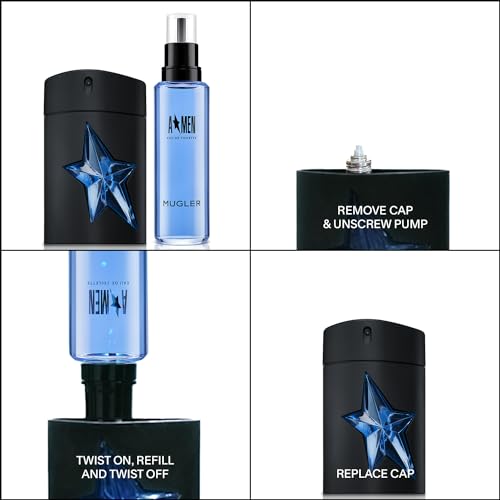 Mugler A*Men Eau de Toilette Woody Ambery Cologne for Men, 3.3 Fl Oz Refill
