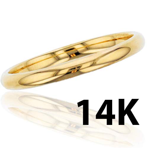 Decadence 14K Yellow Gold 2mm Polished Plain Wedding Band, Size 6.5