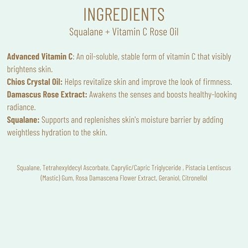 BIOSSANCE Squalane + Vitamin C Rose Advanced Facial Oil - Hydrating - 1oz