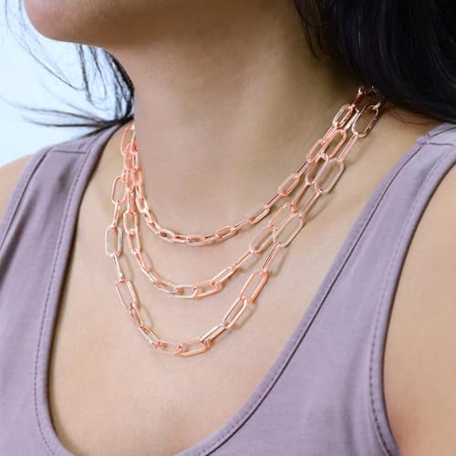 Nuragold 10k Real Rose Gold Paperclip 3mm Elongated Cable Link Necklace (16"-24") Dainty Italian Jewelry for Men & Women - 3mm,24"