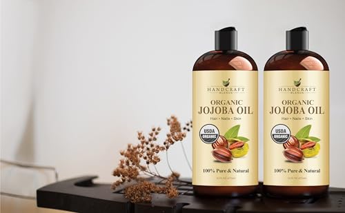 Handcraft Blends USDA Organic Jojoba Oil | Cold-Pressed | 16 Fl Oz | 100% Pure & Natural | for Hair, Skin & Face | Premium Grade Carrier Oil | for Massage & Aromatherapy | Hexane-Free