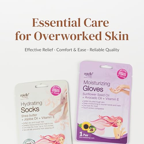 Epielle Hydrating & Moisturizing Hand & Foot Masks, Relieve and Soften Dry, Rough Skin, Self Care Gifts for Women, Spa Kit, 6 Moisturizing Gloves & 6 Moisturizing Socks