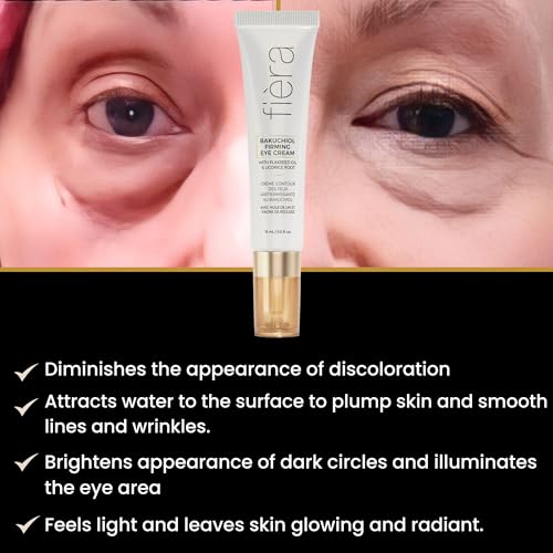 FIÈRA Bakuchiol Firming Eye Cream - Designed Specifically For Mature Skin - Targets Wrinkles, Anti-Aging, Dark Spots, and Fine Lines - Hydrating and Rejuvenating Formula - 15 ML / 0.5 FL. OZ.
