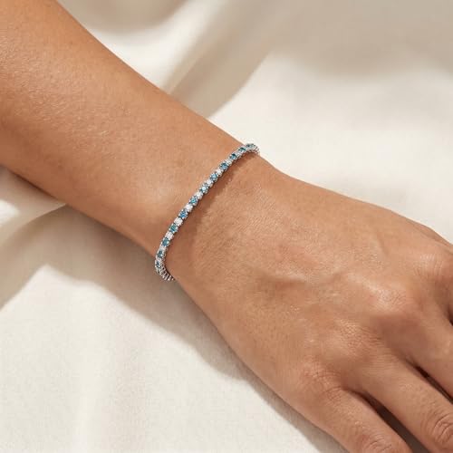 Pompeii 3ct Blue & White Diamond Tennis Bracelet 14K White Gold 7"