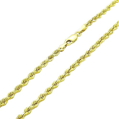 Galaxy Gold GG, 14K Solid Gold Diamond Cut Rope Chain Bracelet, 3mm - 9 Inch (7-9" Available), Fine Jewelry