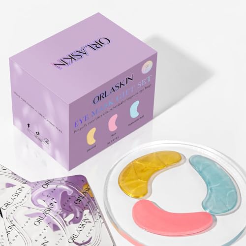 ORLASKIN Eye Patches Under Eye Mask Skincare Hyaluronic Acid Under Eye Patches for Teen Girls Puffy Eyes and Dark Circles 24k Gold,Hyaluronic Acid,Rose,Eye Mask Pads Bag Treatment Skin Care(30Pairs)
