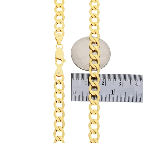 Nuragold 14k Real Yellow Gold Cuban Curb Link 6.5mm Chain Bracelet (7"-9") - 9"