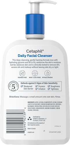 Cetaphil Daily Facial Cleanser Sensitive & Oily Skin, 20 oz