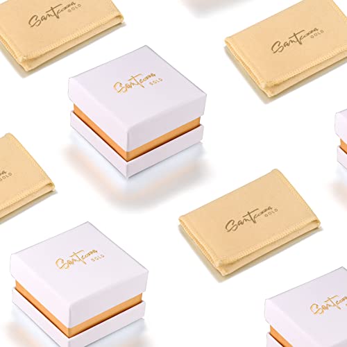 Santuzza 10K Yellow Solid Gold Genuine Diamond Dainty Square Stud Earrings for Women