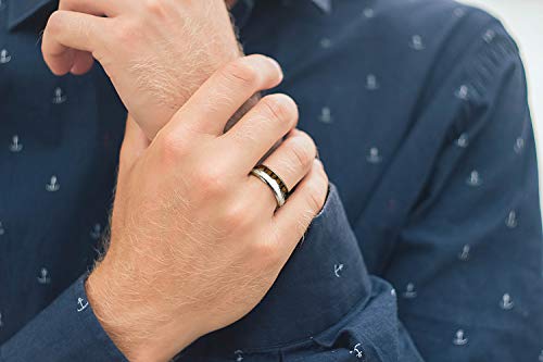 THREE KEYS JEWELRY Men Tungsten Wedding Band Wood&Arrow Inlay 8mm Size 11
