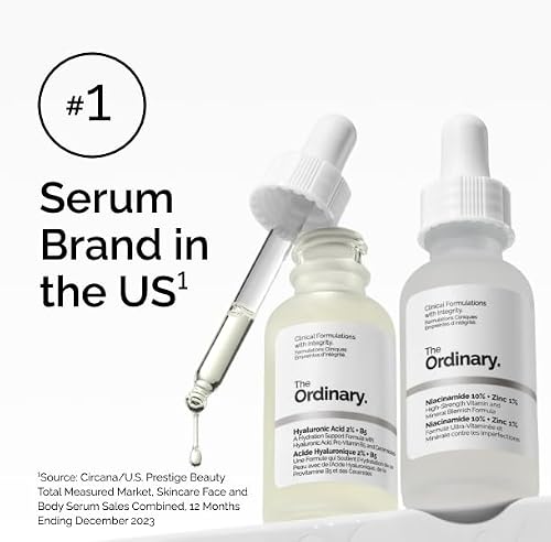 The Ordinary Hyaluronic Acid 2% + B5 (with Ceramides), Multi-Depth Hydration Serum for Plumper, Smoother Skin, 1 Fl Oz