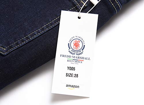 Men's Mid Waist Skinny Fit Stretch Fashion Washed Basic 5-Pockets Denim Jeans Pants,Dark Blue,42