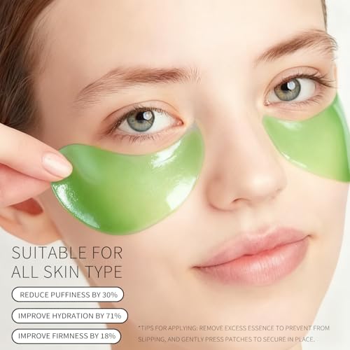 firstfly 60 Pcs Avocado Eye Mask, Under Eye Patches for Dark Circles and Puffiness, Moisturizing Nourishing Eye Treatment Mask, Improving Eye Skin Dryness, Fine Lines and Wrinkles